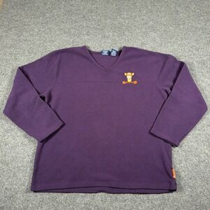 Vintage Disney Tigger Winnie the Pooh Fleece Pullover Women XL Purple V Neck
